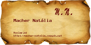 Macher Natália névjegykártya